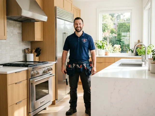 Appliance Repair Hero technician in a Asheboro, NC kitchen after an appliance repair